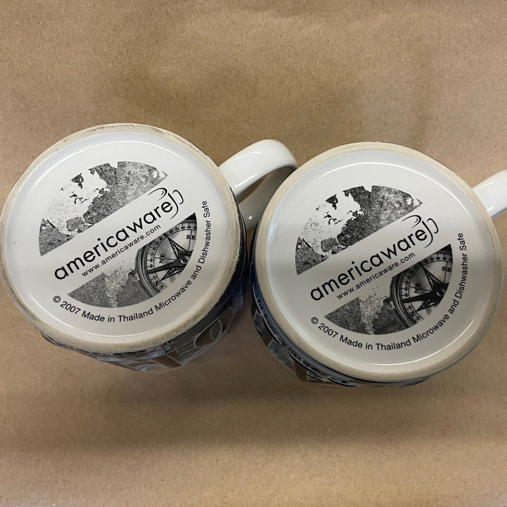 Hollywood & Los Angeles California Embossed Mugs-2007 Pair